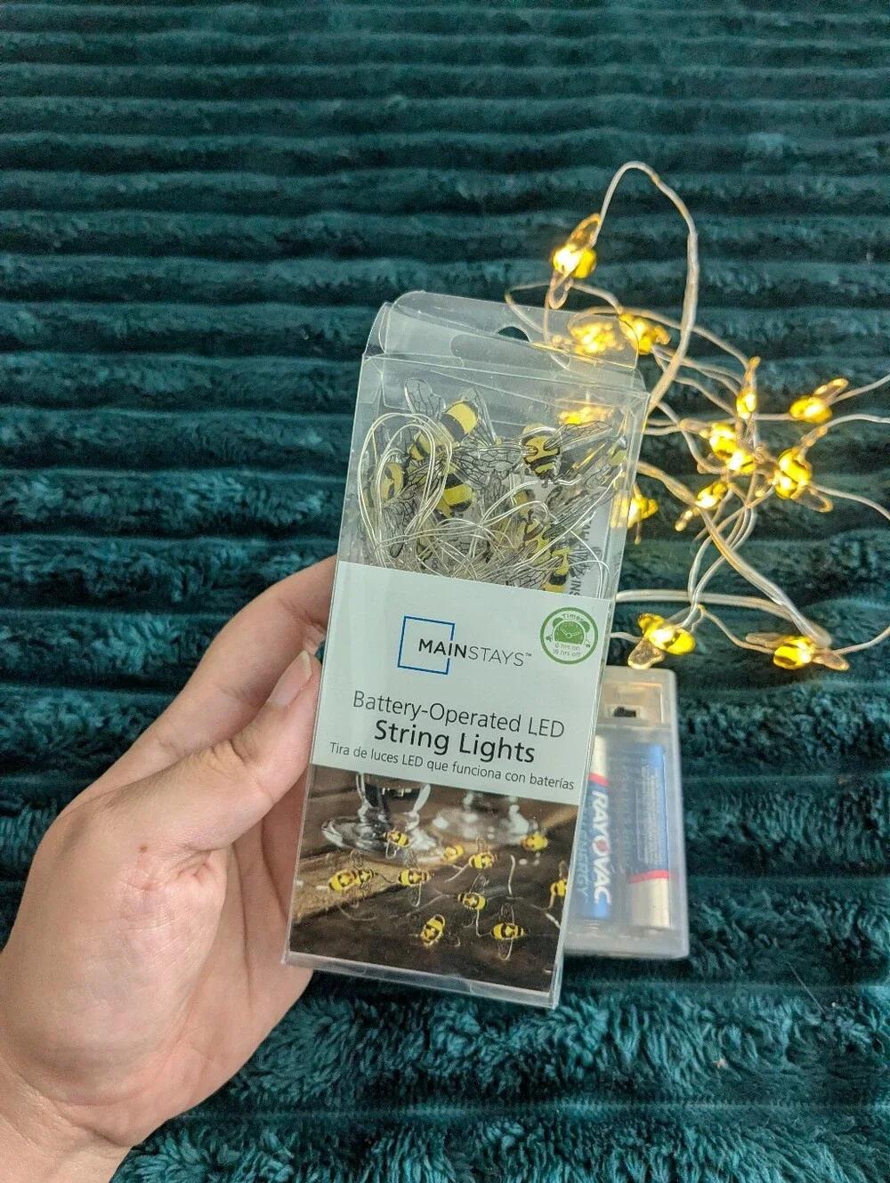 2 Pack Bee Mainstays LED Battery-Operated String Lights in Warm Yellow